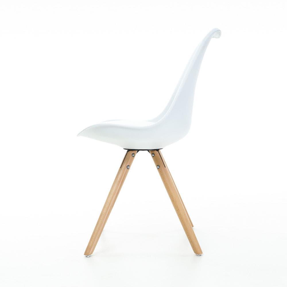 Essence Legno stoel wit - Houten onderstel - Set van 4