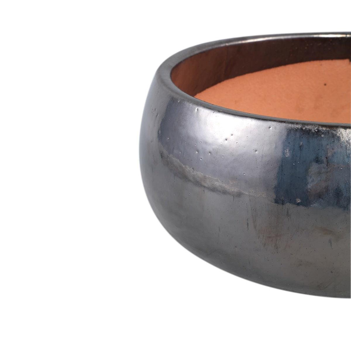 PTMD Bloempot Nayaa - 50x50x23 cm - Keramiek - Zilver - Set van 4