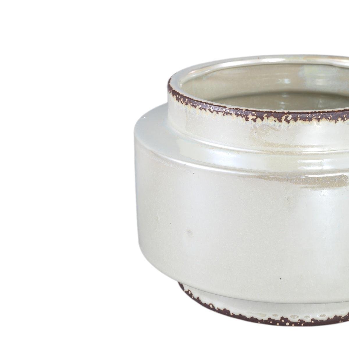 PTMD Bloempot Melodi - 28x28x18 cm - Keramiek - Parel