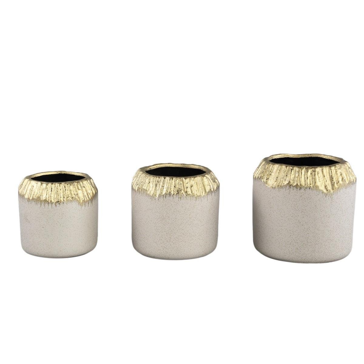 PTMD Bloempot Coira - 15x15x15 cm - Keramiek - Goud