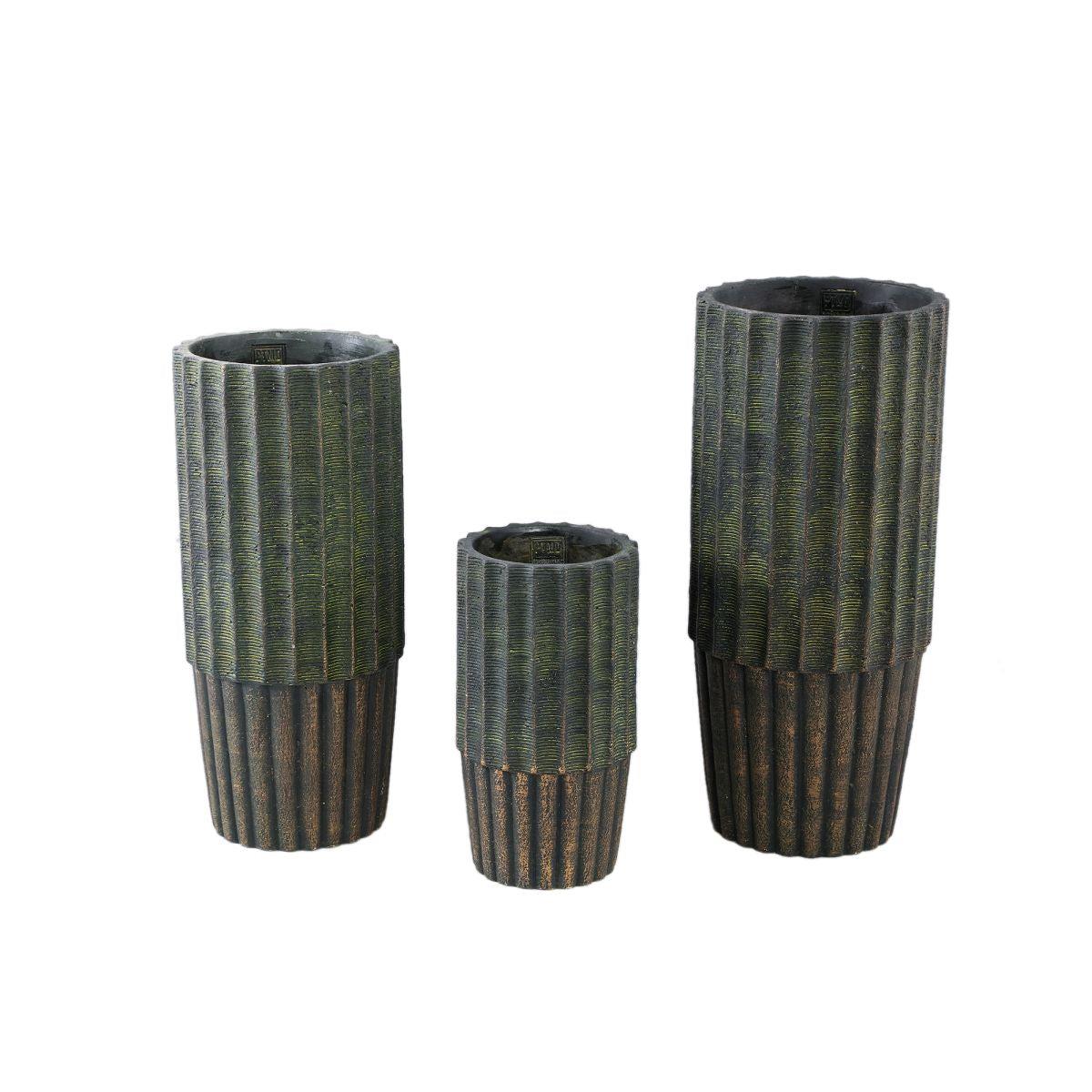 PTMD Bloempot Niki - 20x20x45 cm - Cement - Groen