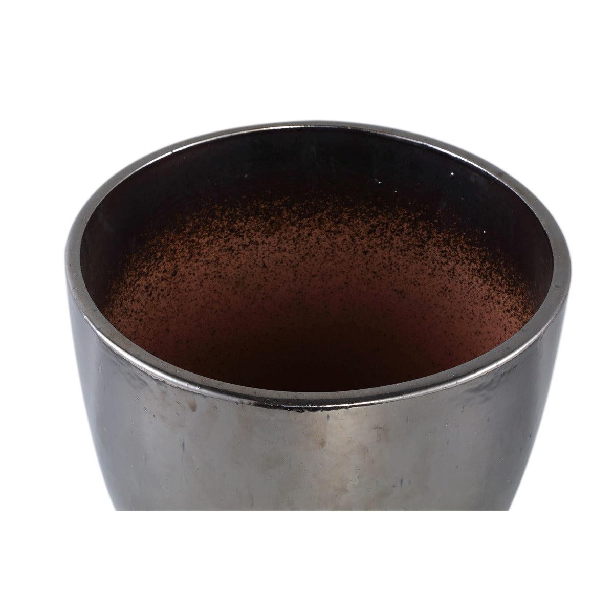 PTMD Bloempot Mylie - 36x36x31 cm - Keramiek - Zilver - Set van 2
