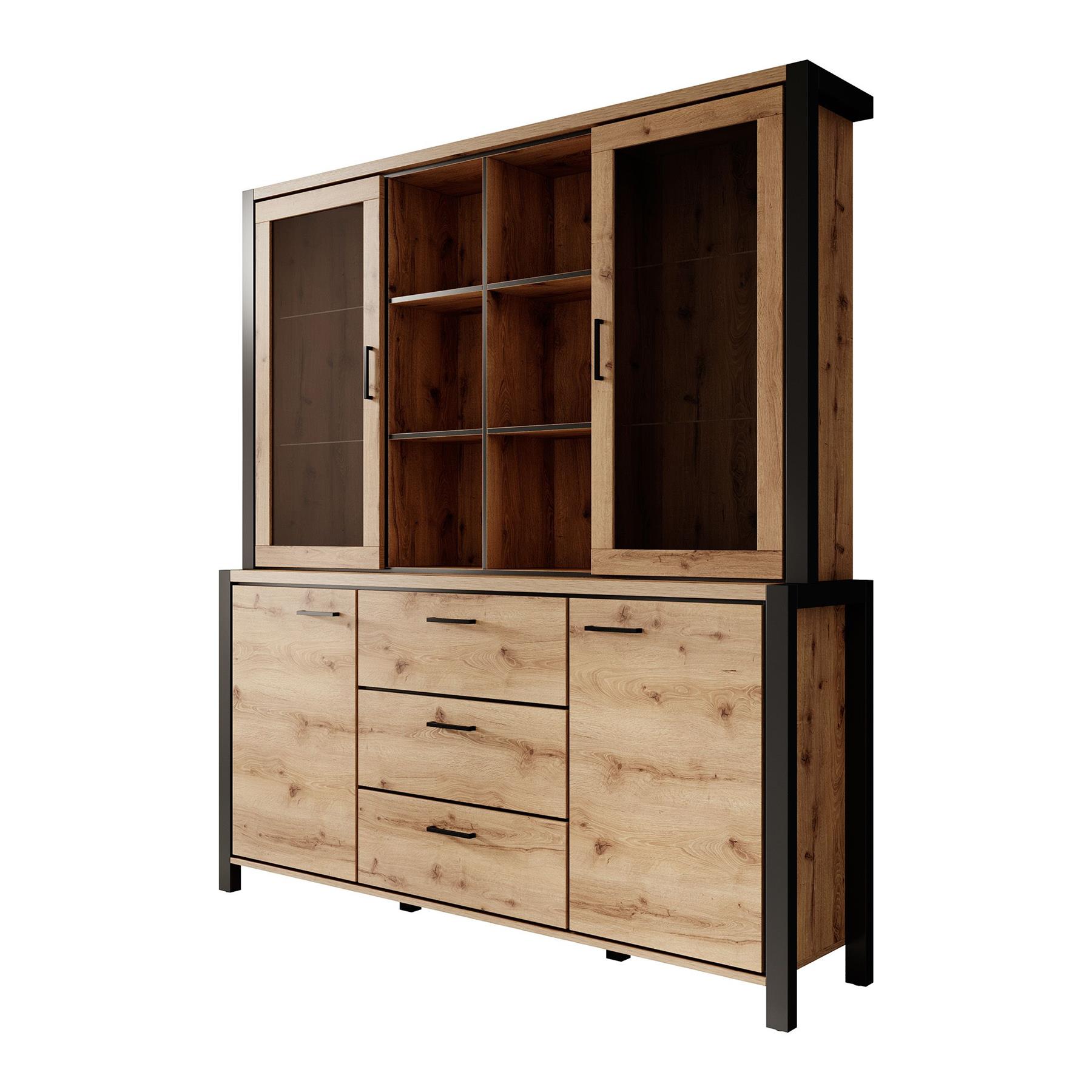 Meubella Buffetkast Acapulco - Eiken - Zwart - 180 cm