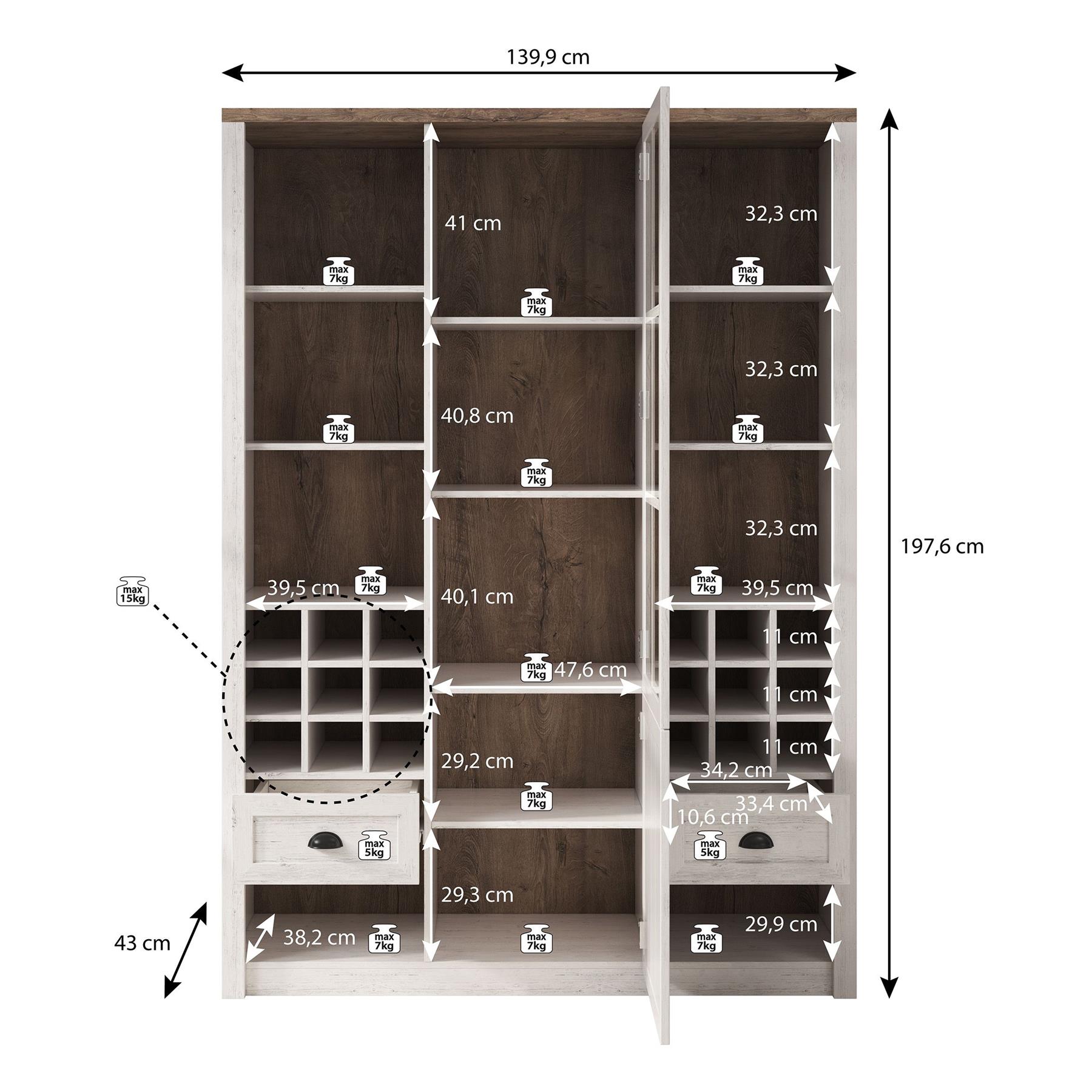 Meubella Buffetkast Parello 9 - Grijs - 140 cm