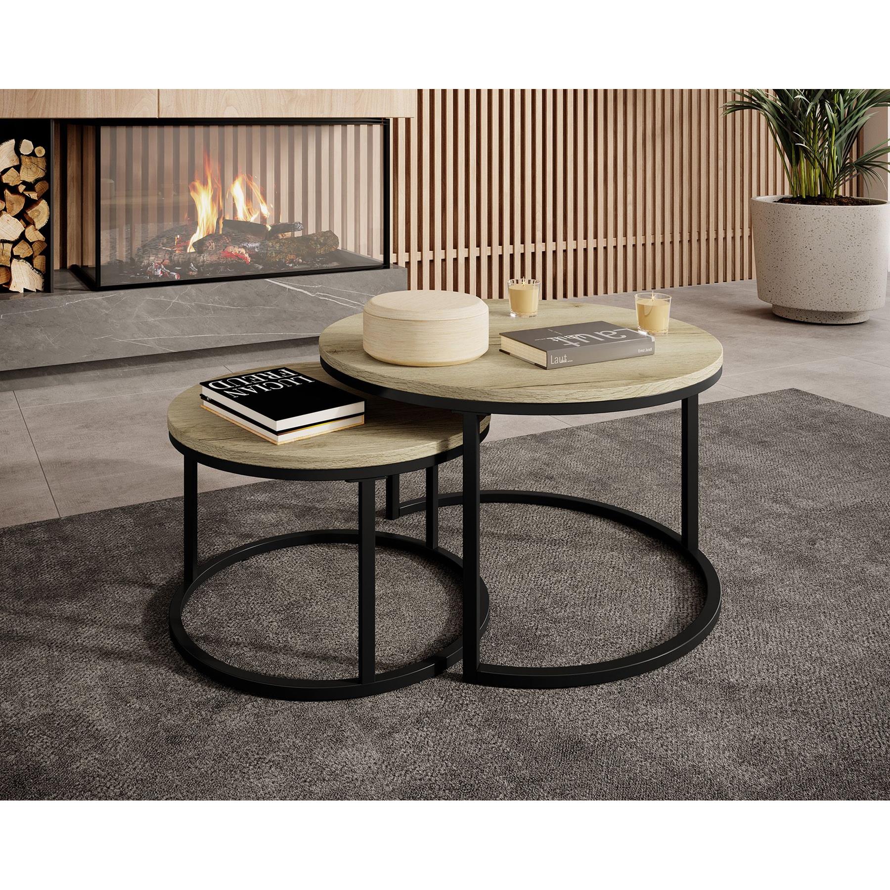 Meubella Salontafel Rica - Eiken - Set van 2
