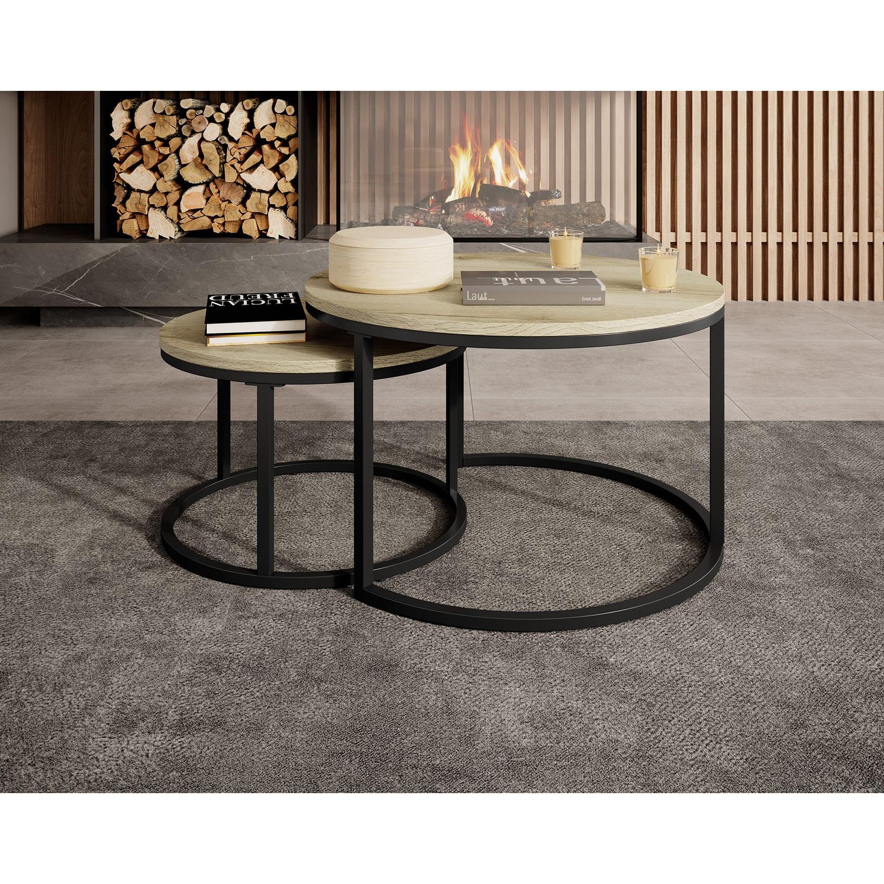 Meubella Salontafel Rica - Eiken - Set van 2