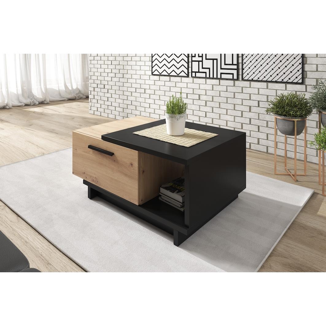 Meubella Salontafel Incala - Eiken - Zwart - 90 cm