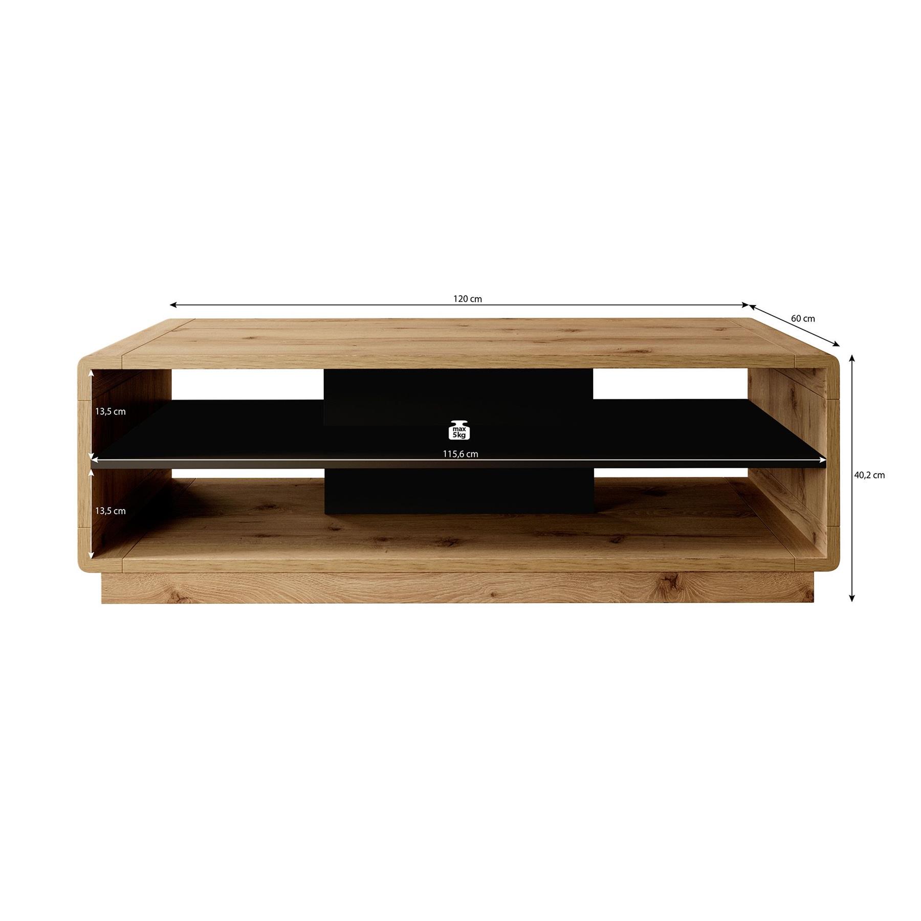 Meubella Salontafel Acuna - Mat zwart - Eiken - 120 cm