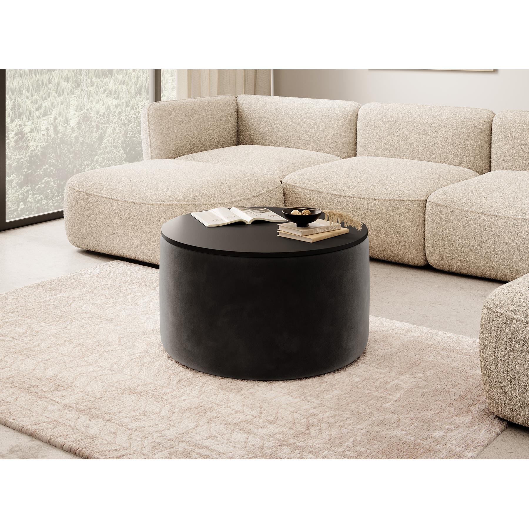 Meubella Salontafel Marcio - Zwart velvet - 75 cm