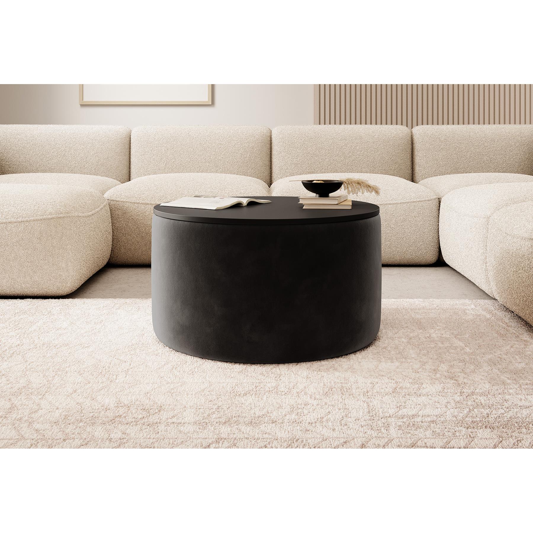 Meubella Salontafel Marcio - Zwart velvet - 75 cm