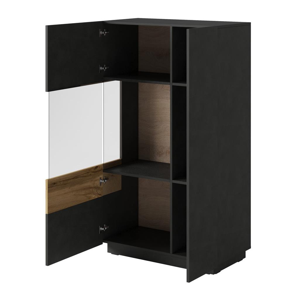 Meubella Vitrinekast Sublime - Grijs - Eiken - 80 cm - Laag