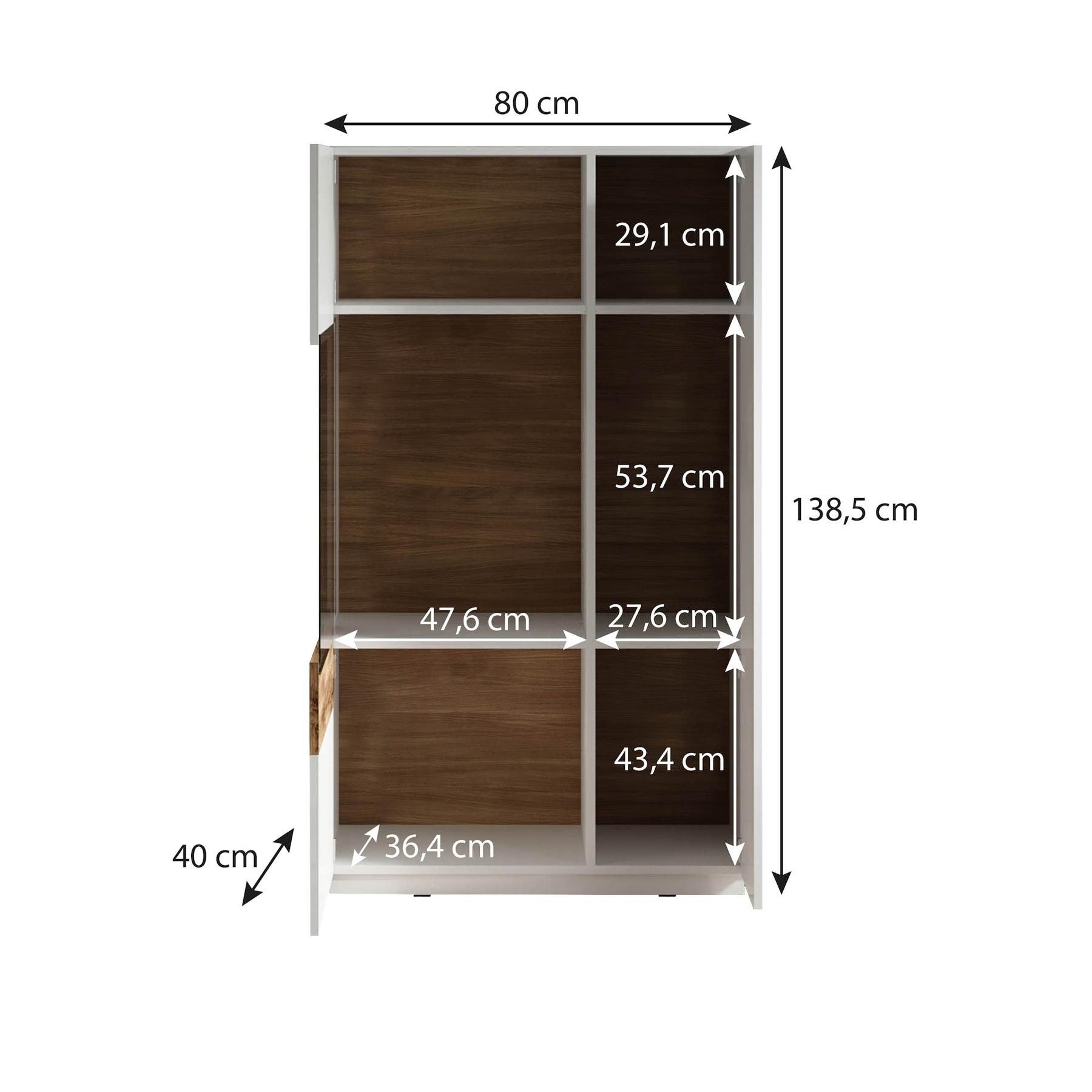 Meubella Vitrinekast Sublime - Grijs - Eiken - 80 cm - Laag