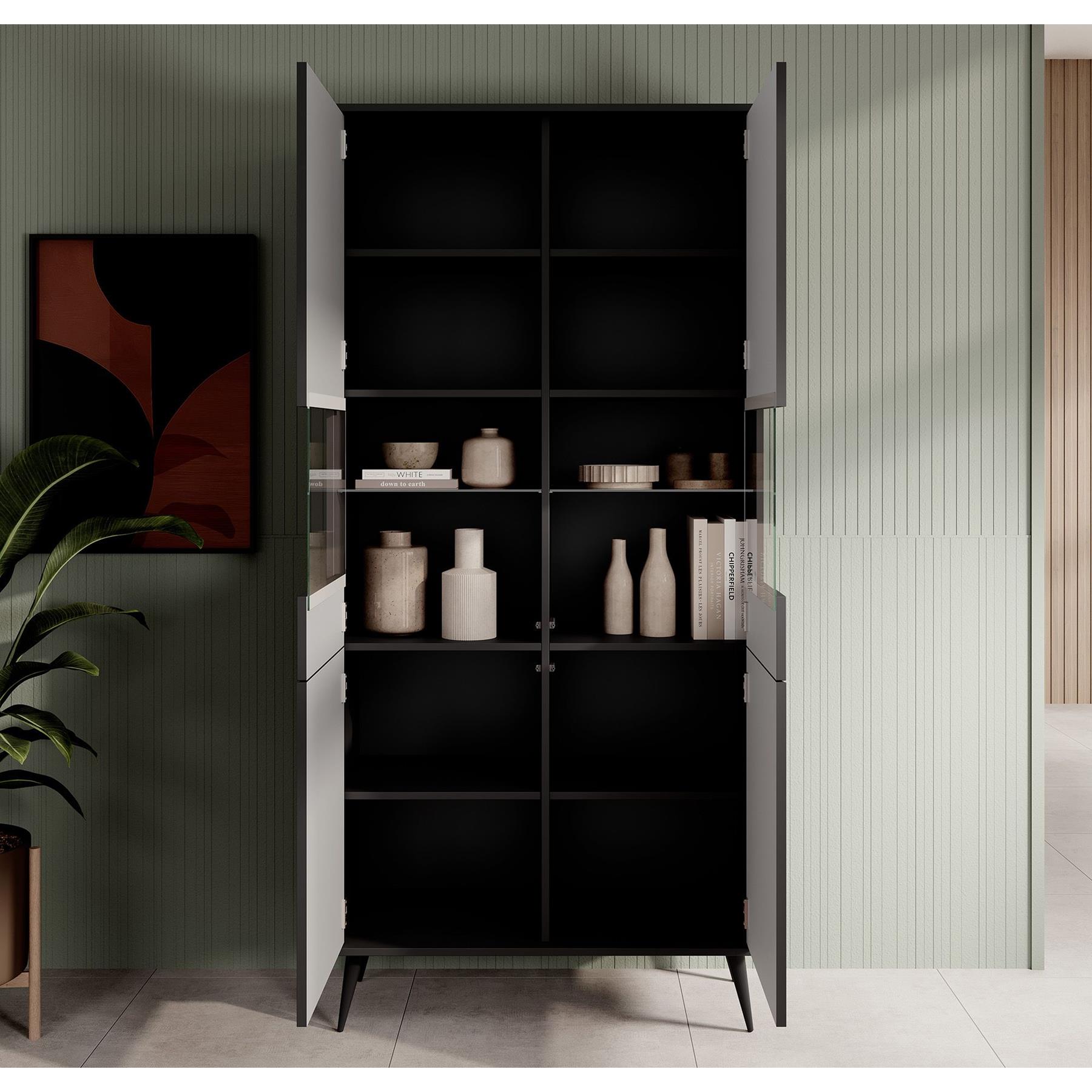 Meubella Vitrinekast Winq - Antraciet - 90 cm