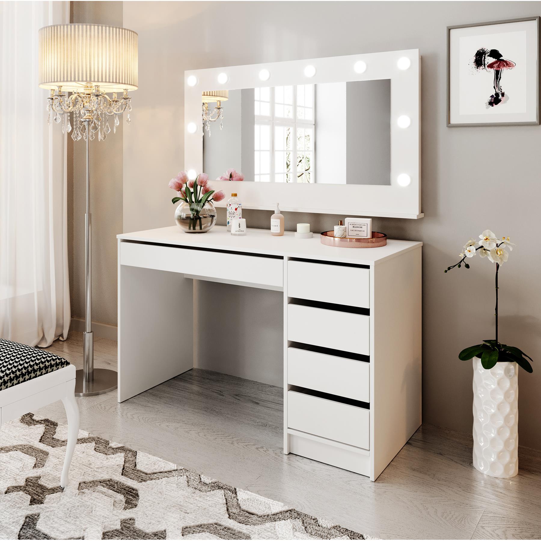 Meubella Kaptafel Arco - Wit - 120 cm - Met spiegel