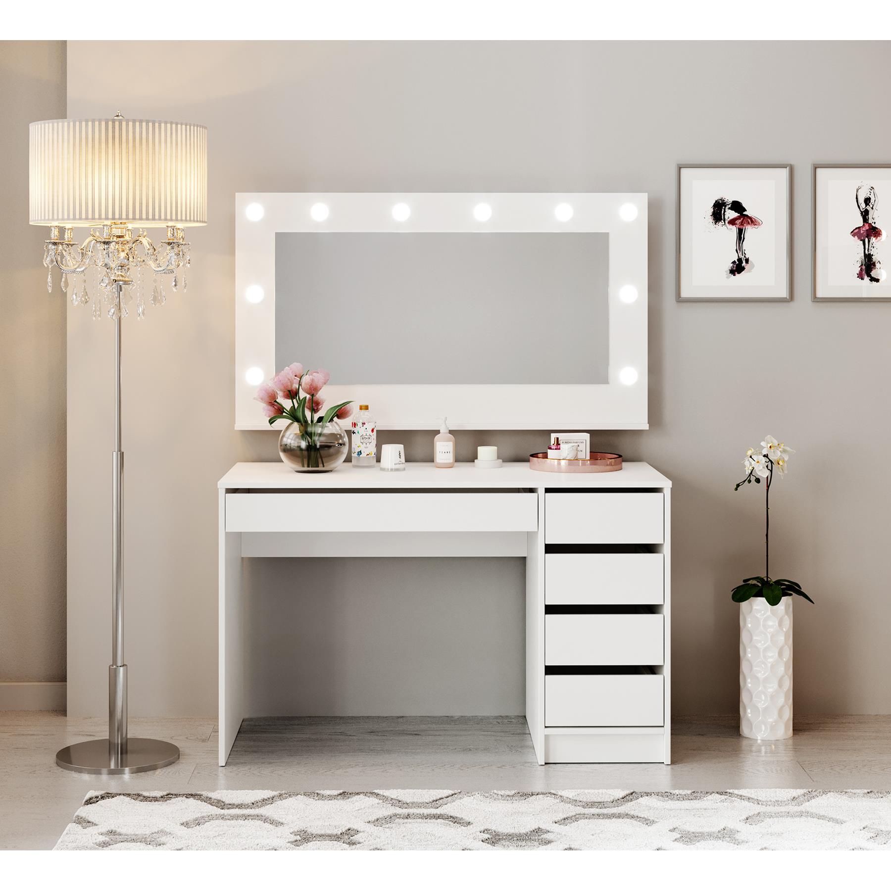 Meubella Kaptafel Arco - Wit - 120 cm - Met spiegel