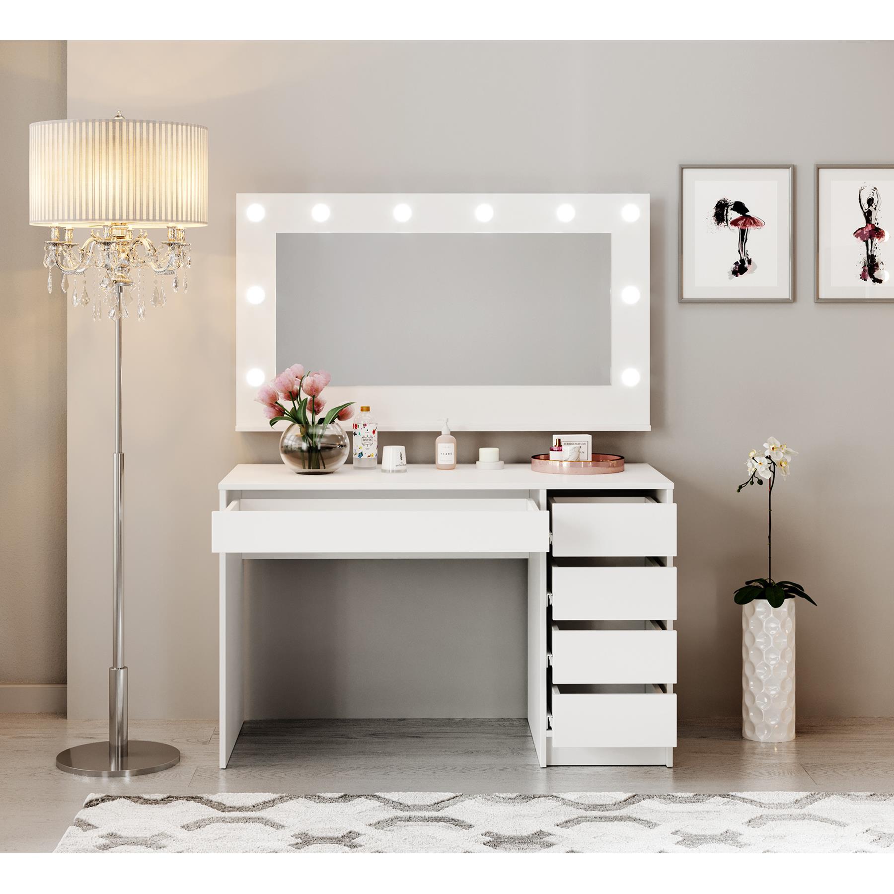 Meubella Kaptafel Arco - Wit - 120 cm - Met spiegel