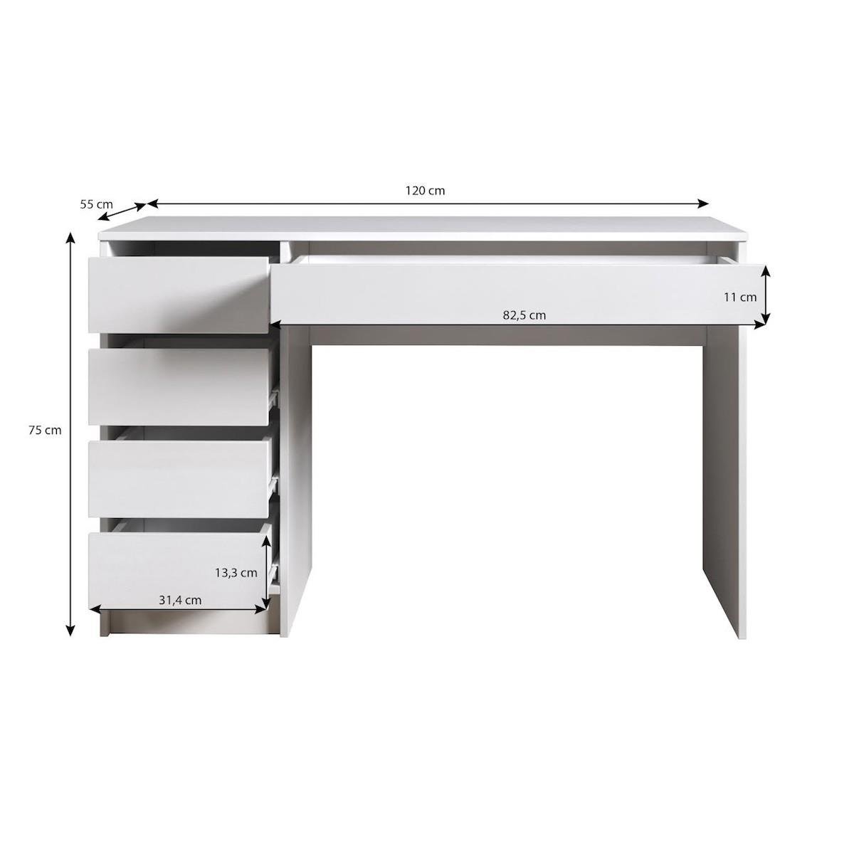 Meubella Kaptafel Arco - Wit - 120 cm - Met spiegel
