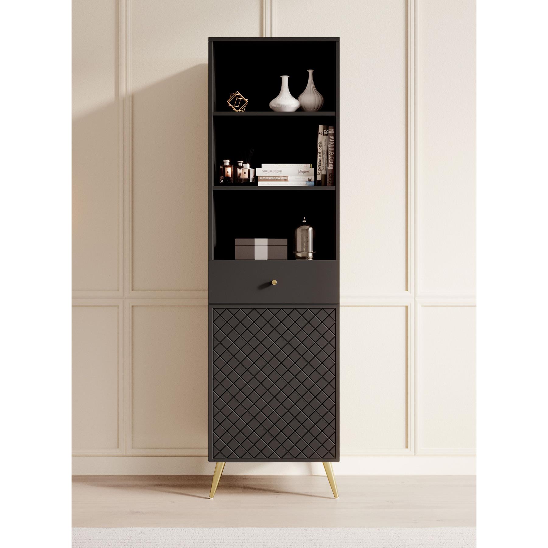 Meubella Boekenkast Tadeo - Zwart - 50 cm