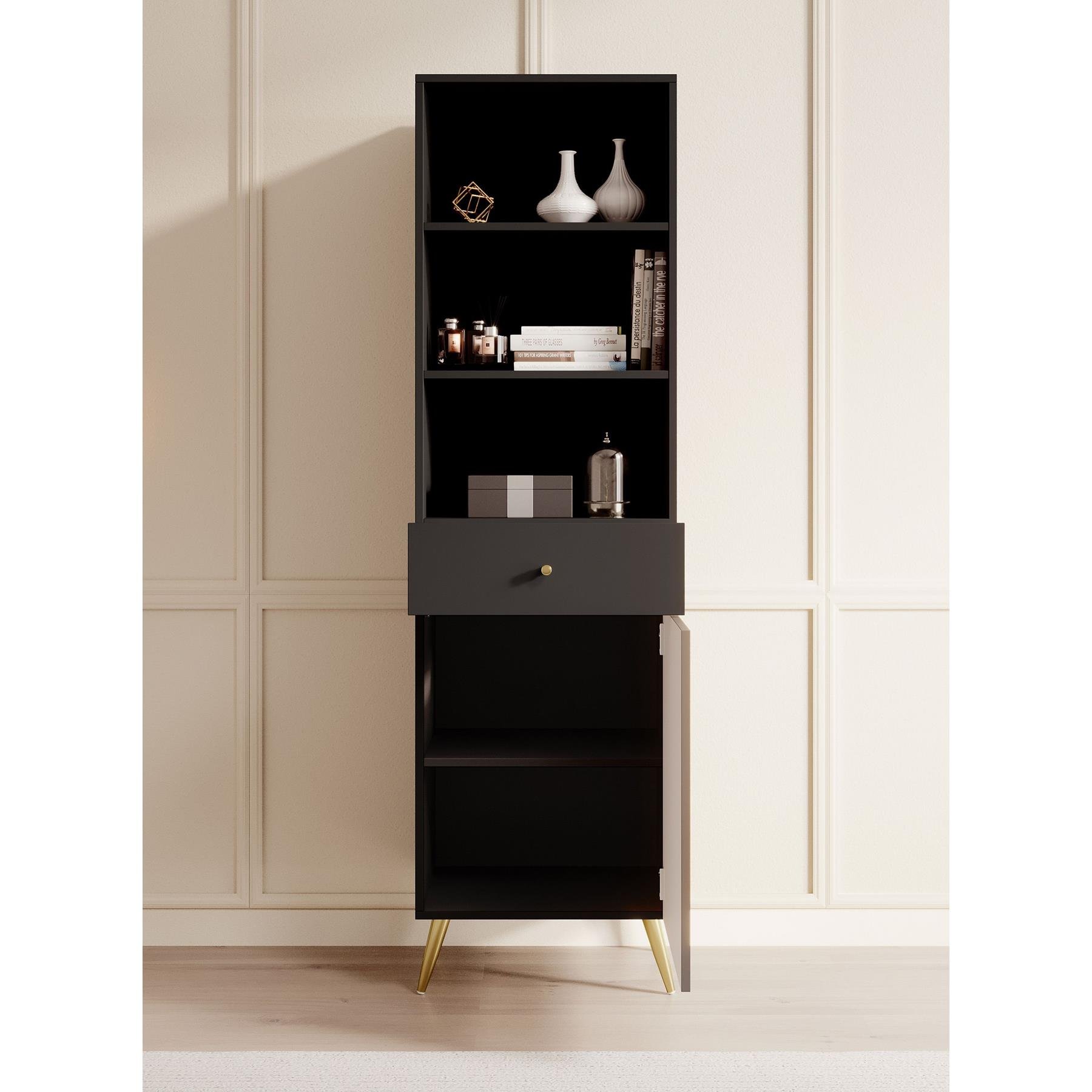 Meubella Boekenkast Tadeo - Zwart - 50 cm