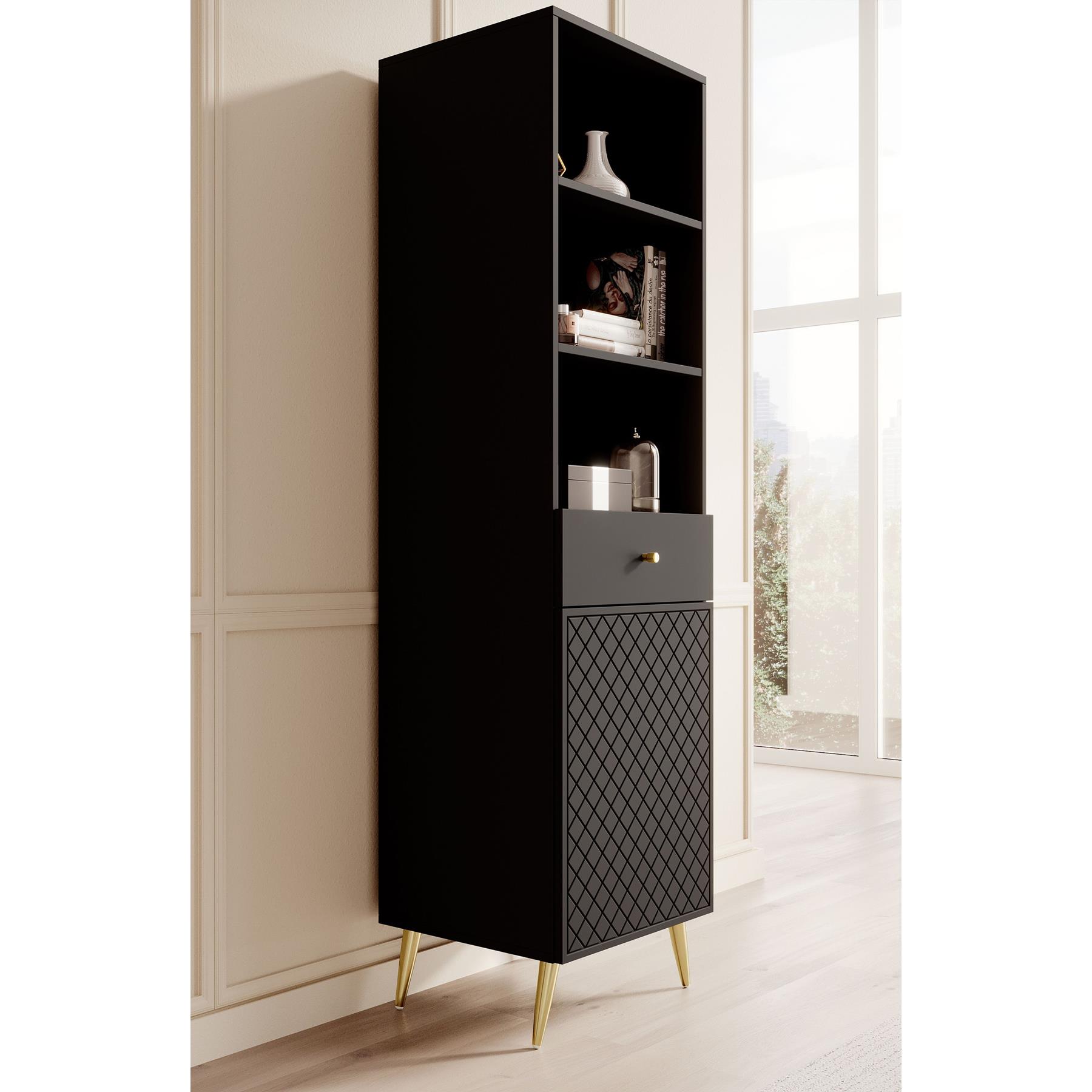 Meubella Boekenkast Tadeo - Zwart - 50 cm