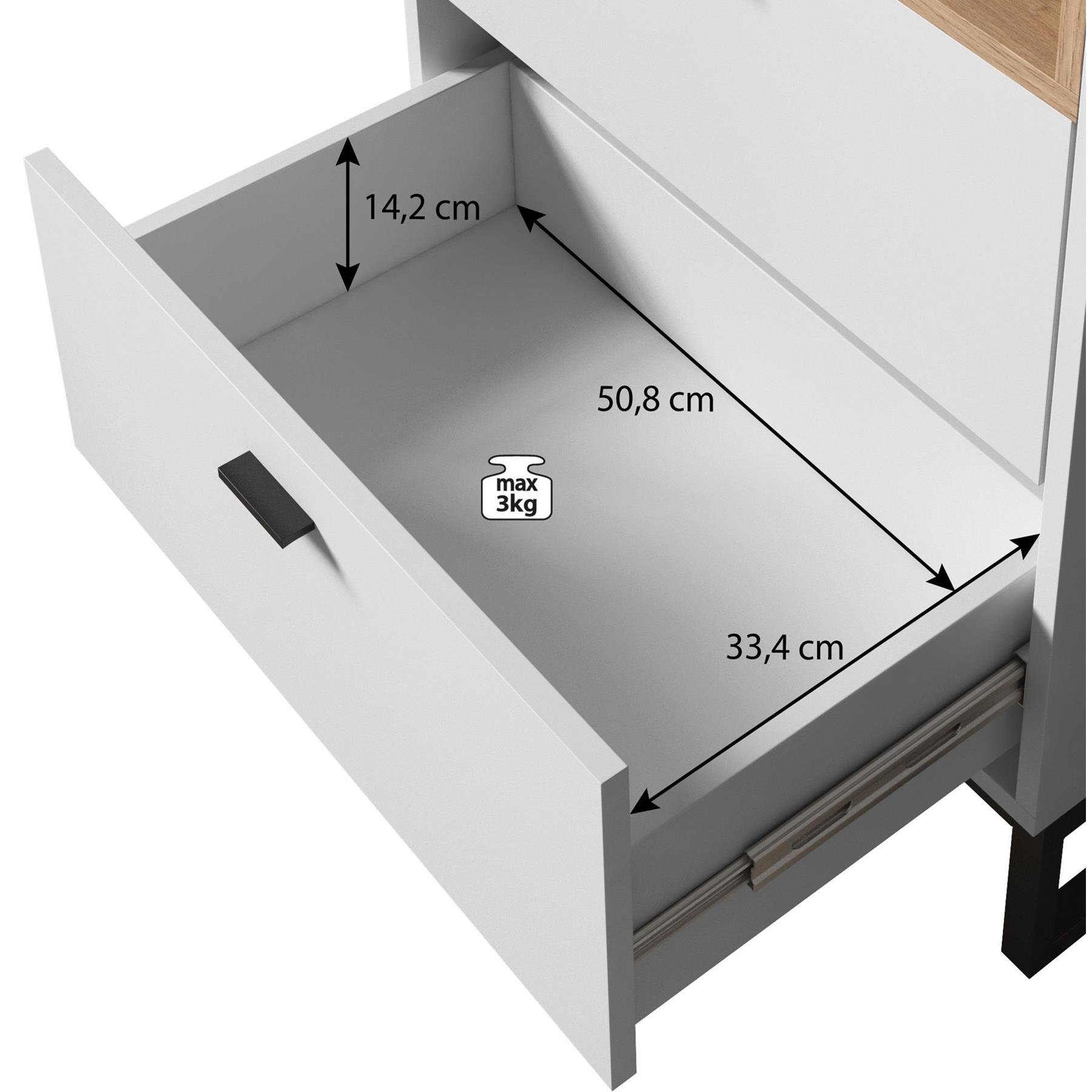 Meubella Boekenkast Ozzy - Eiken - Zwart - 60 cm