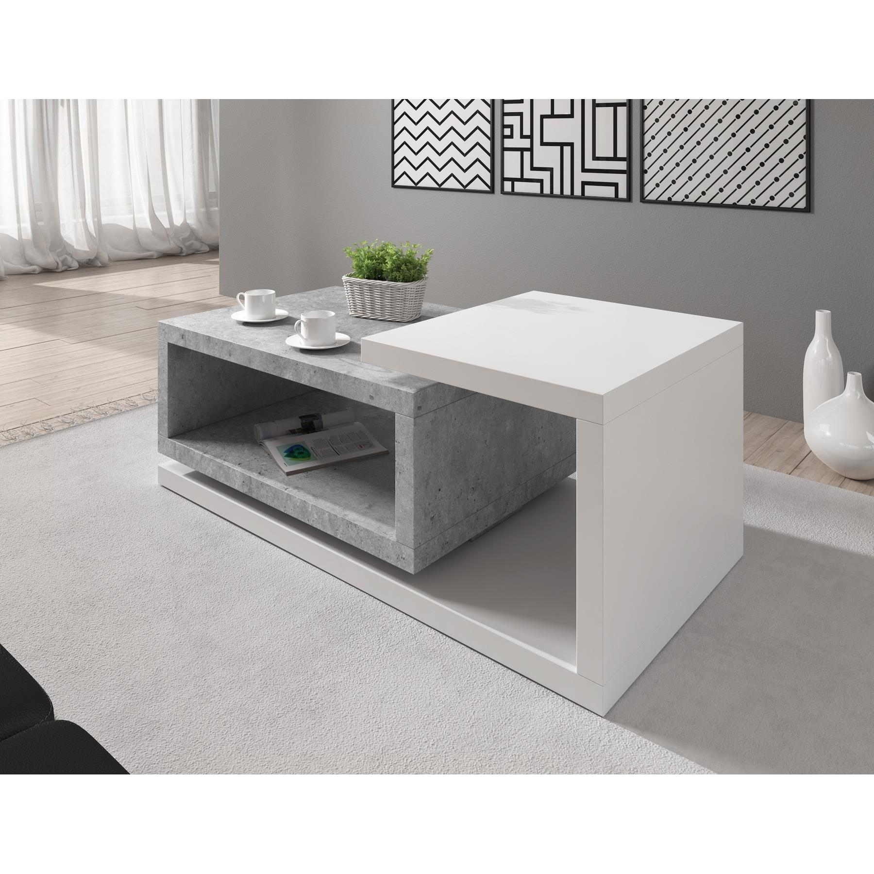 Meubella Salontafel Bello - Beton - Wit - 120 cm
