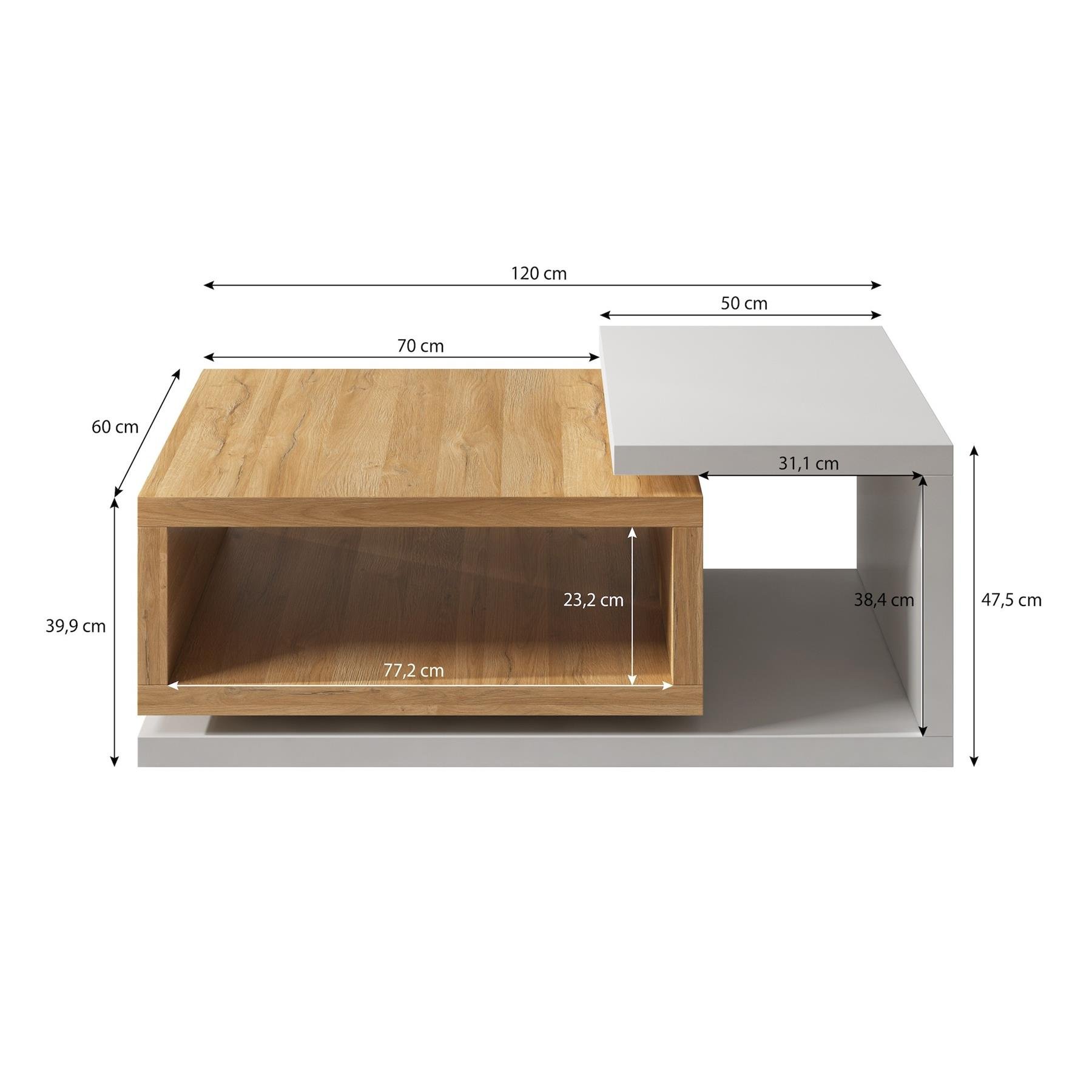 Meubella Salontafel Bello - Beton - Wit - 120 cm
