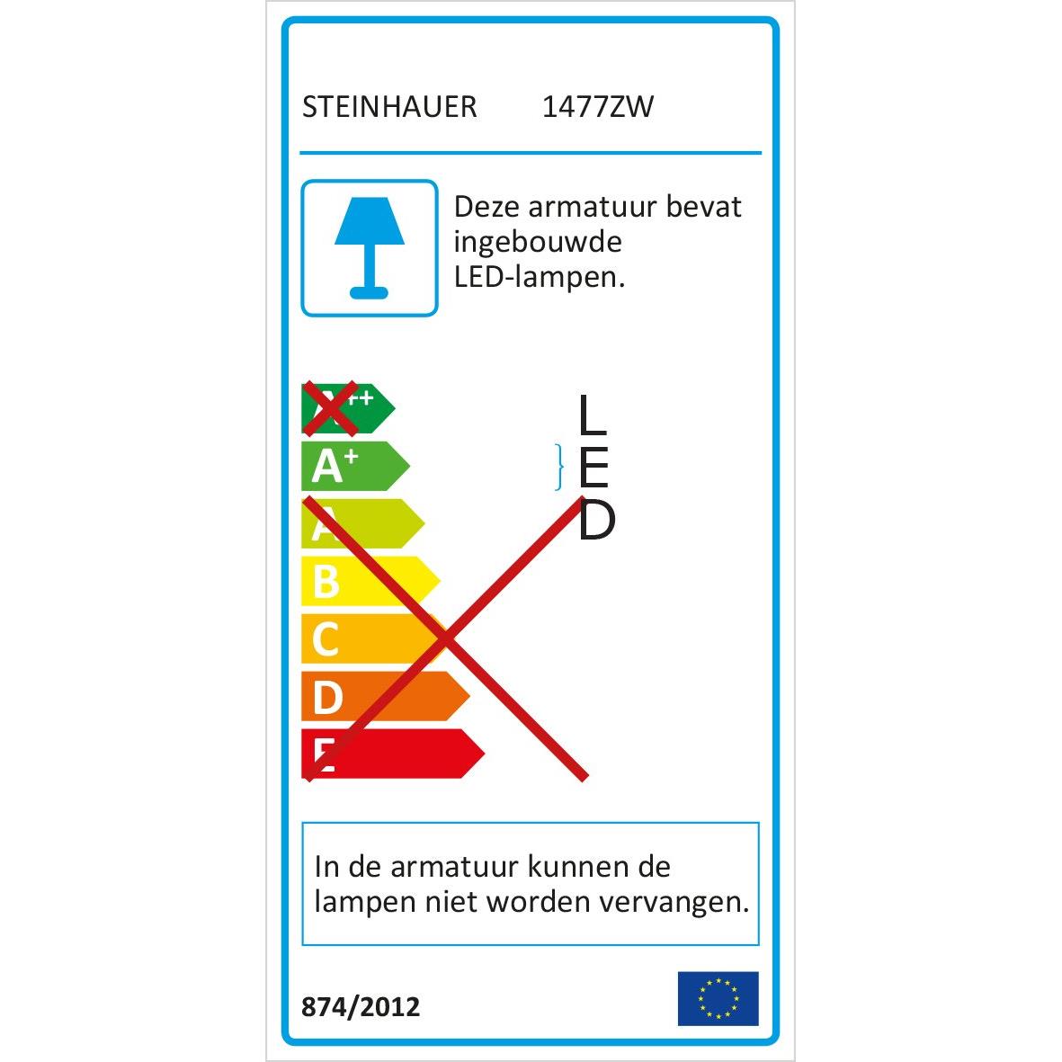 Steinhauer - vloerlamp - Zenith LED - zwart - kunststof metaal - Ø 28cm - LED - 1477ZW