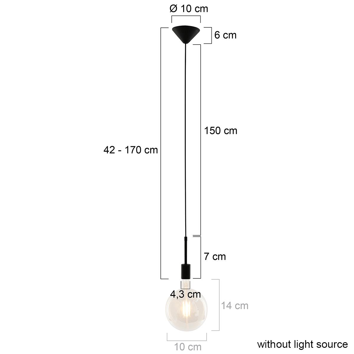 Mexlite - hanglamp - Minimalics - zwart - metaal - Ø 10cm - E27 - 2701ZW