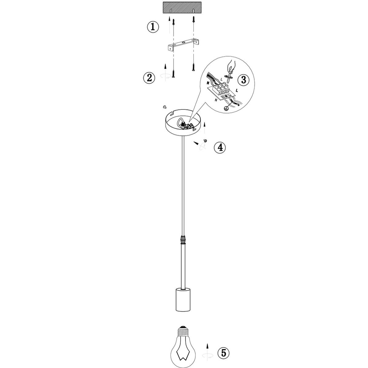 Mexlite - hanglamp - Minimalics - zwart - metaal - Ø 10cm - E27 - 2701ZW