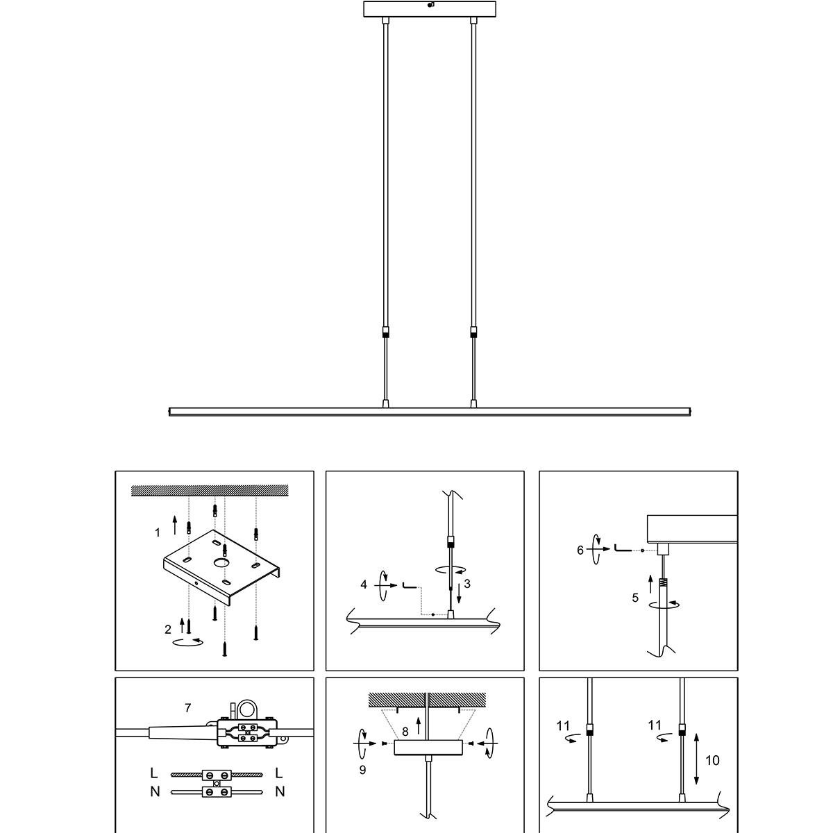 Steinhauer - hanglamp - Zelena LED - zwart - kunststof metaal - design lamp - LED - 1482ZW
