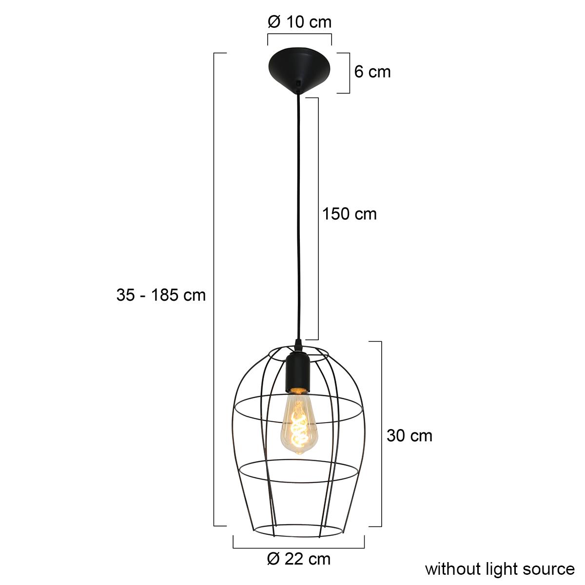 Mexlite - hanglamp - Minimalics - zwart - metaal - Ø 15cm - E27 - 2705ZW