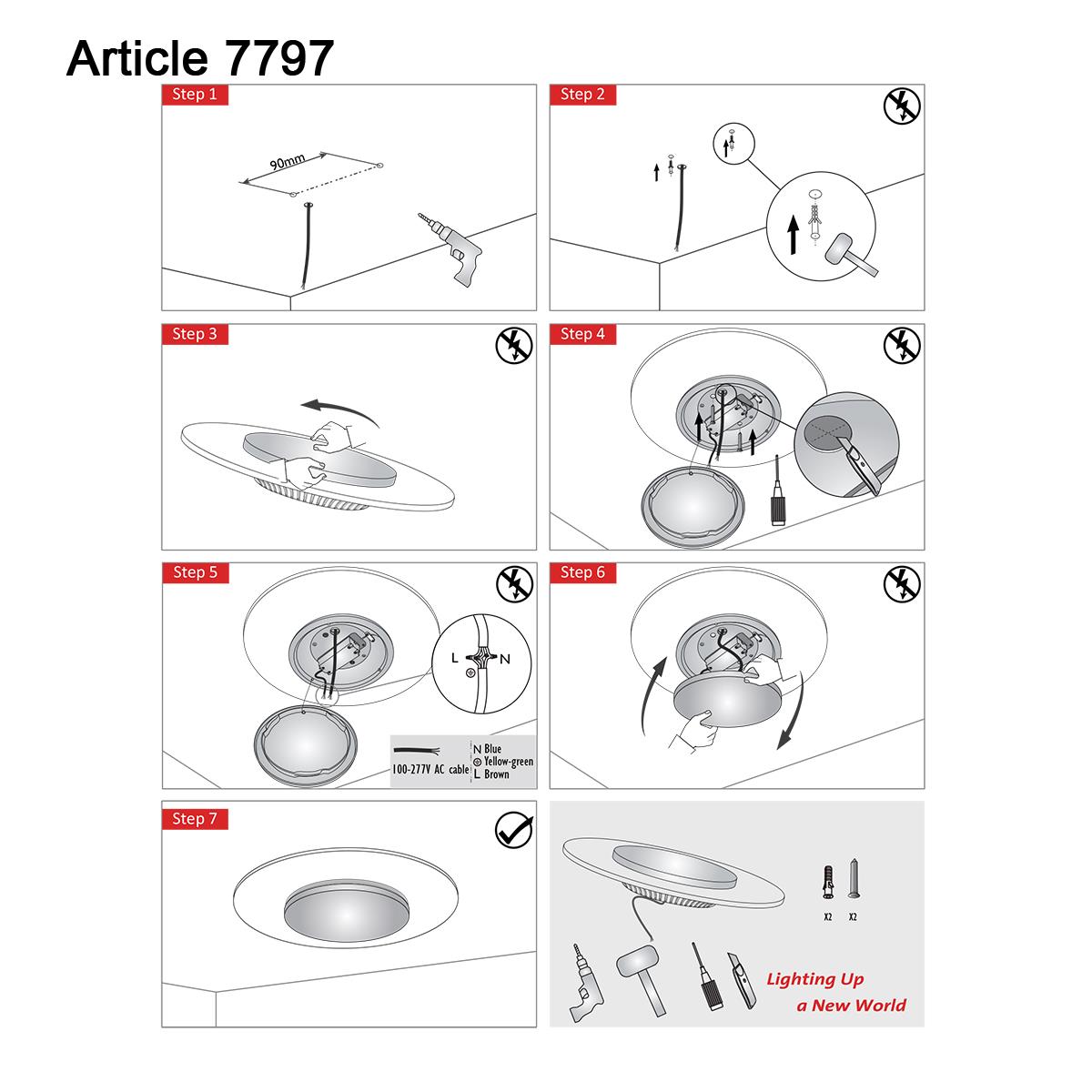 Steinhauer - plafonniere - Lido - zwart - kunststof metaal - Ø 36cm - LED - 7798ZW