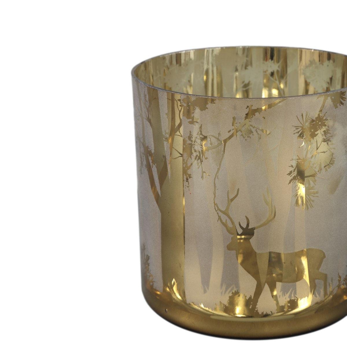 PTMD Windlicht Imadiya - 15x15x15 cm - Glas - Goud