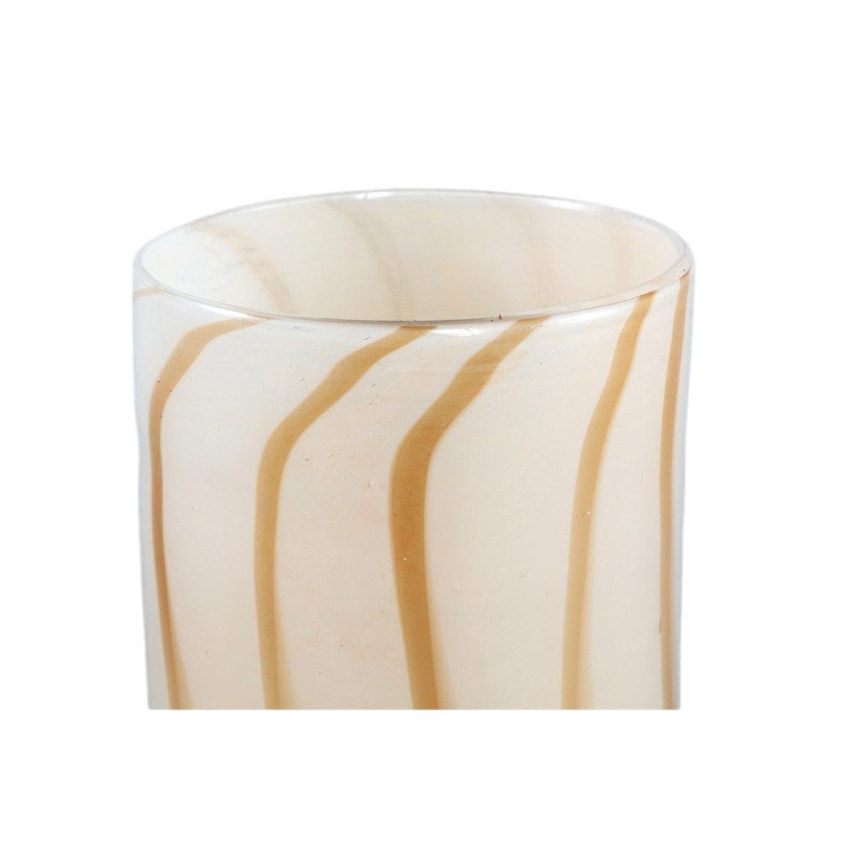 PTMD Windlicht Vincy - 15x15x20 cm - Glas - Creme