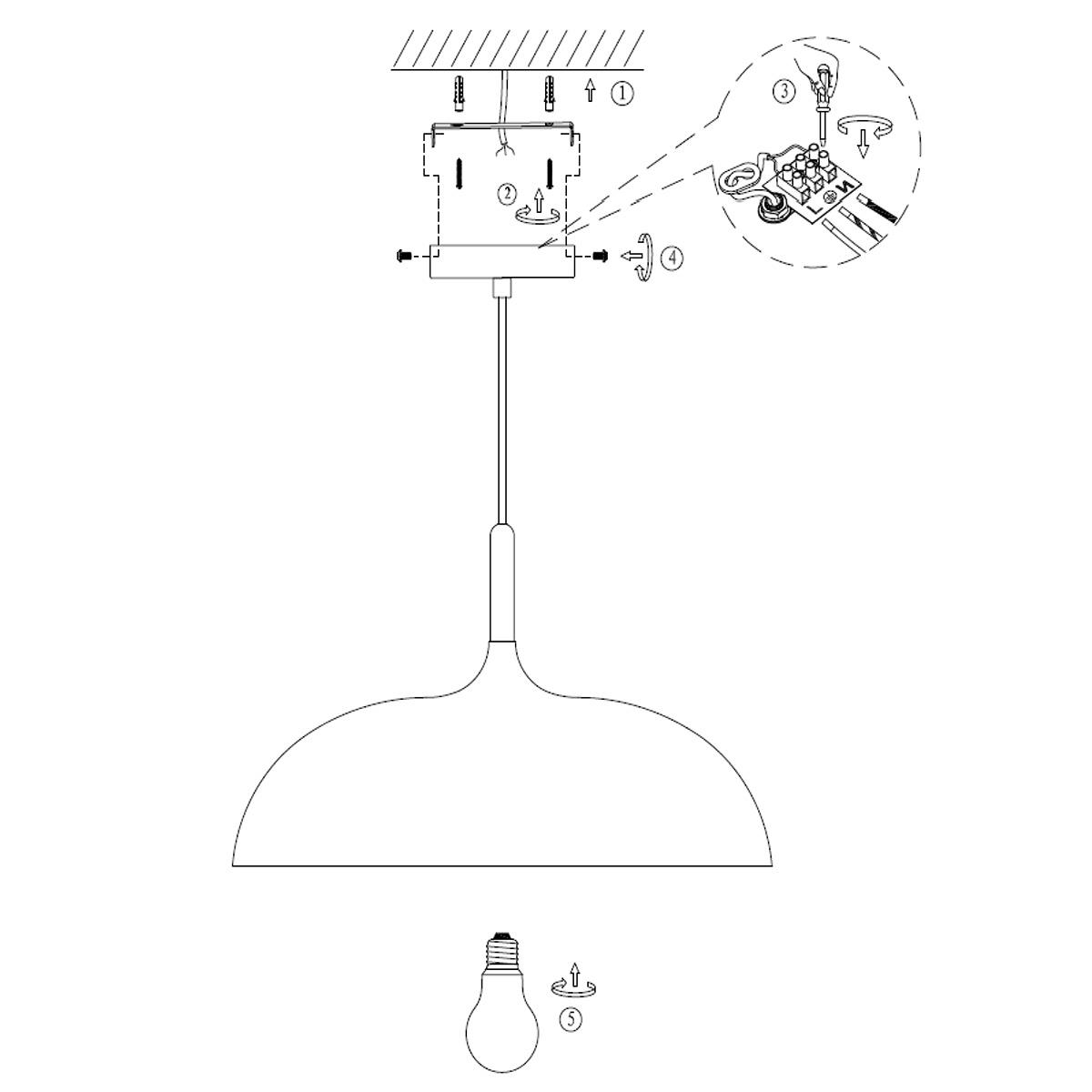 Mexlite Hanglamp Wit Ø 45cm E27 Fitting