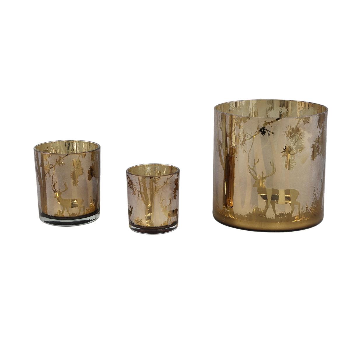 PTMD Windlicht Imadiya - 15x15x15 cm - Glas - Goud