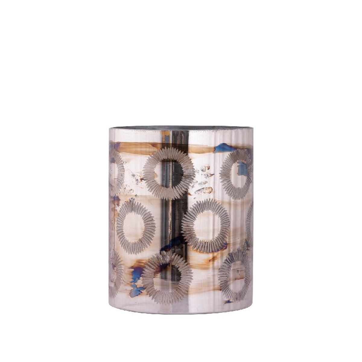 PTMD Windlicht Karga - 20x20x24 cm - Glas - Messing