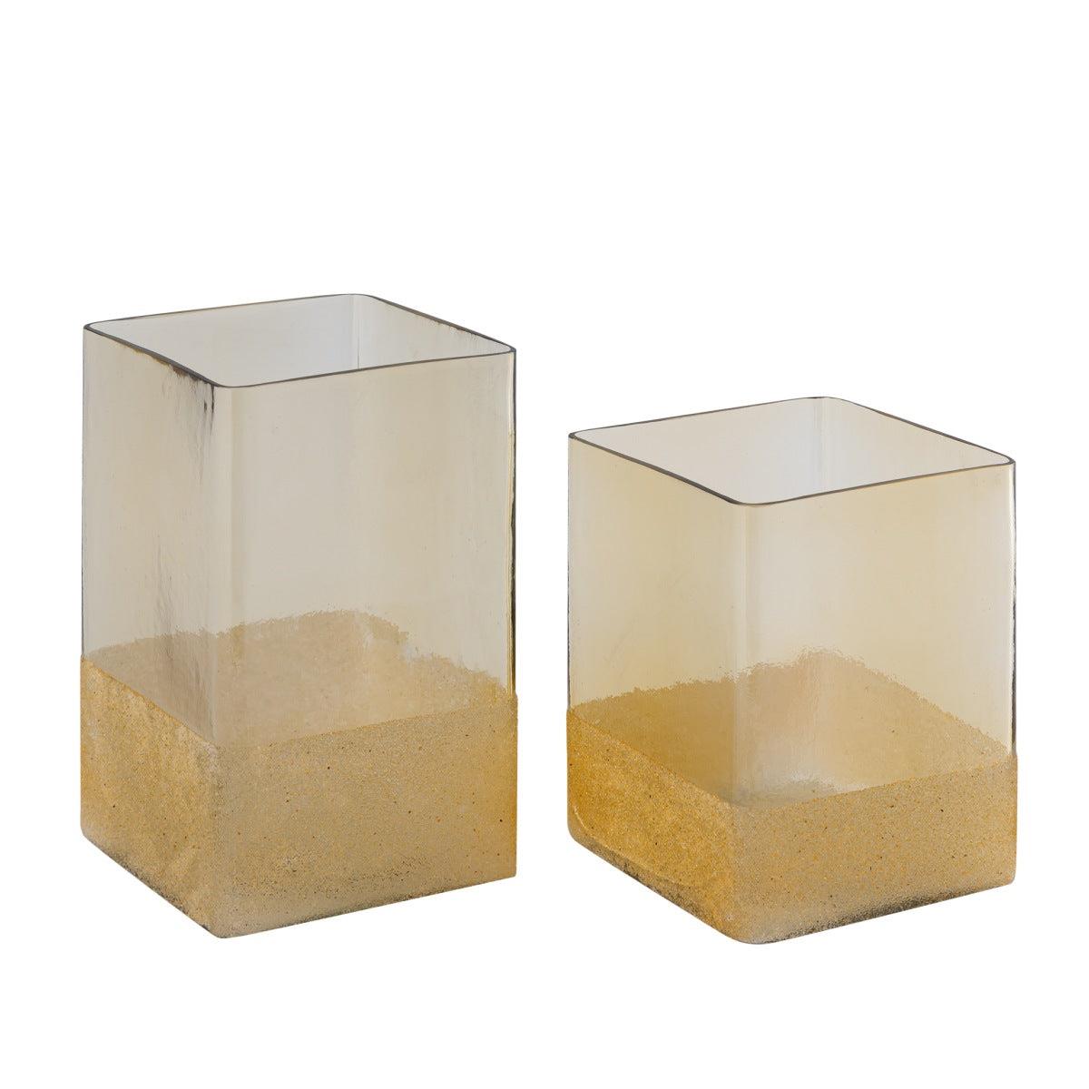 PTMD Windlicht Waya - 15x15x20 cm - Glas - Champagne