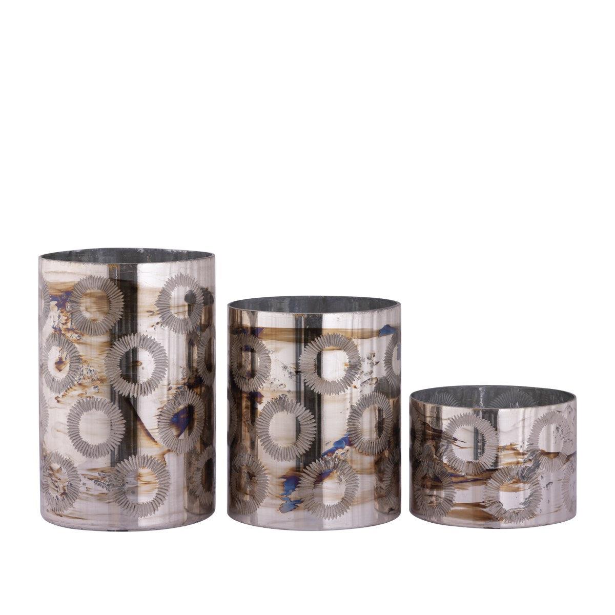 PTMD Windlicht Karga - 20x20x24 cm - Glas - Messing