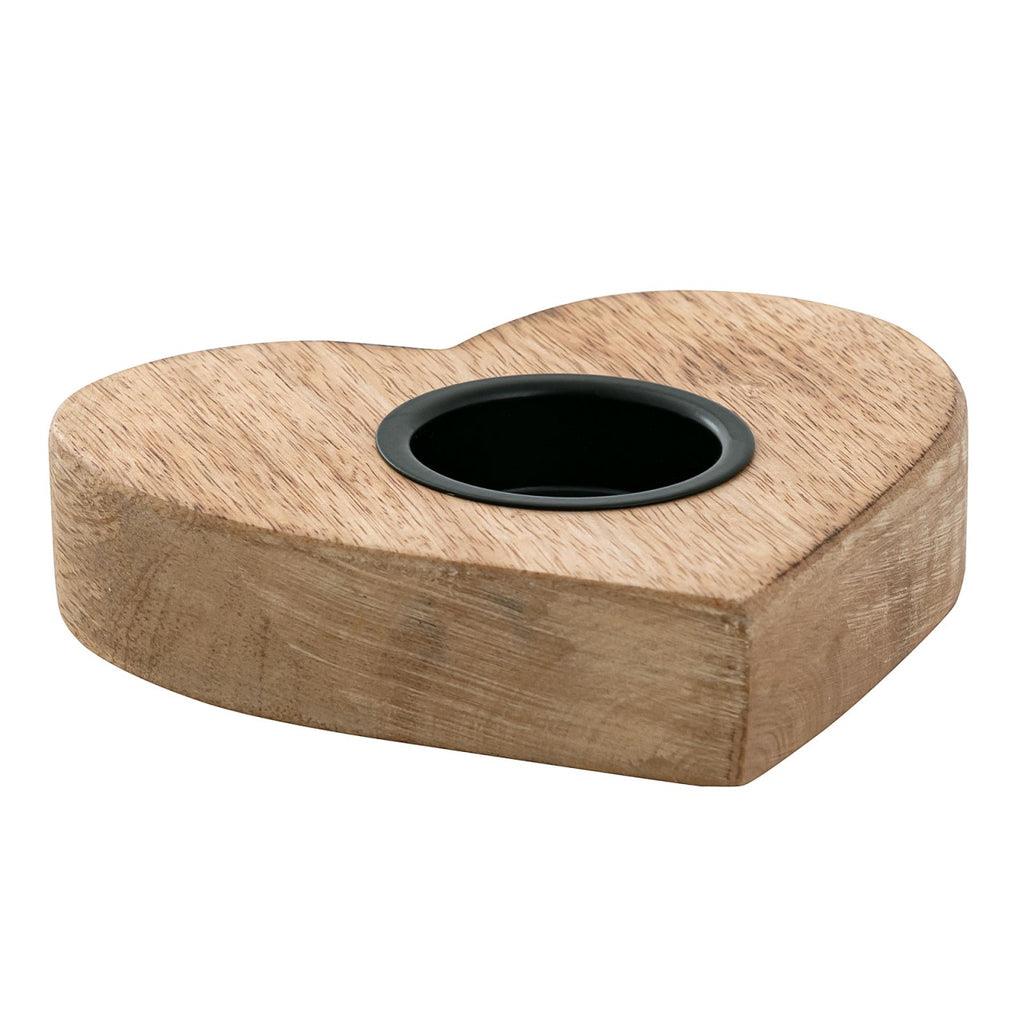 SVJ Windlicht - 11x12x3 cm - Hout - Naturel - Set van 3