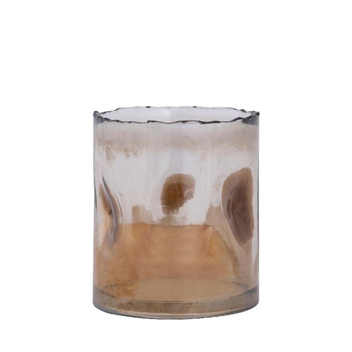 PTMD Windlicht Alyson - 12x12x15 cm - Glas - Bruin