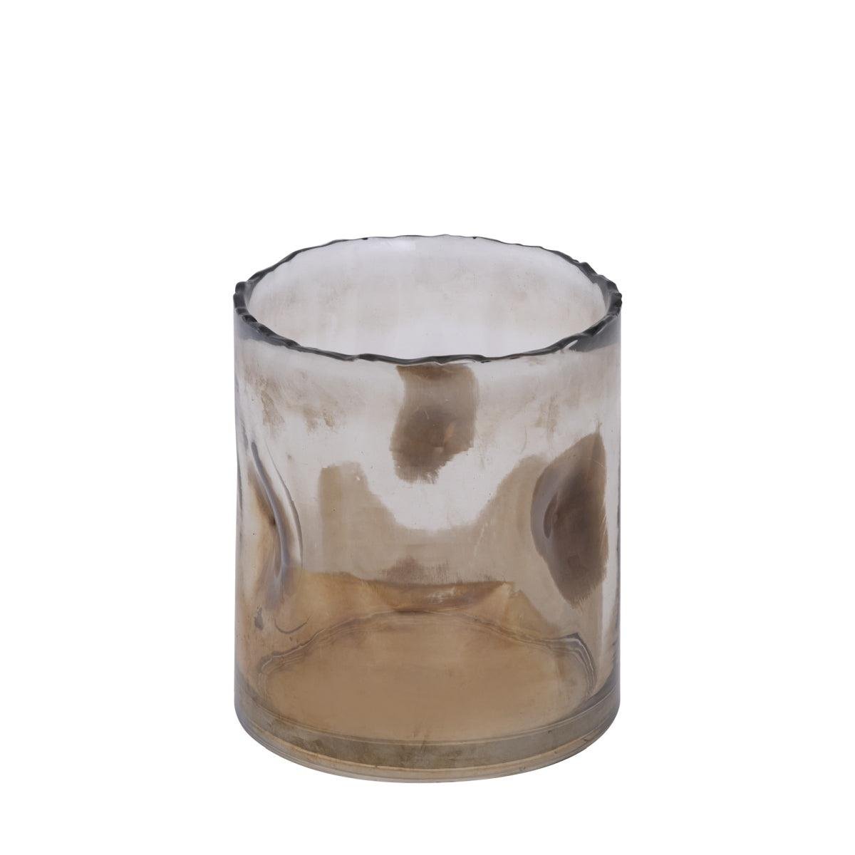 PTMD Windlicht Alyson - 12x12x15 cm - Glas - Bruin
