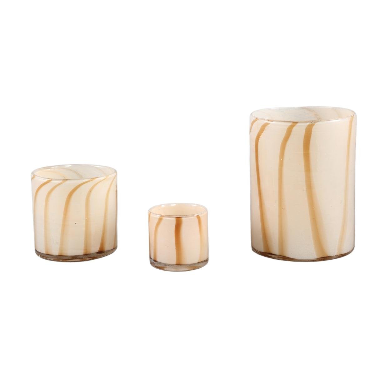 PTMD Windlicht Vincy - 15x15x20 cm - Glas - Creme