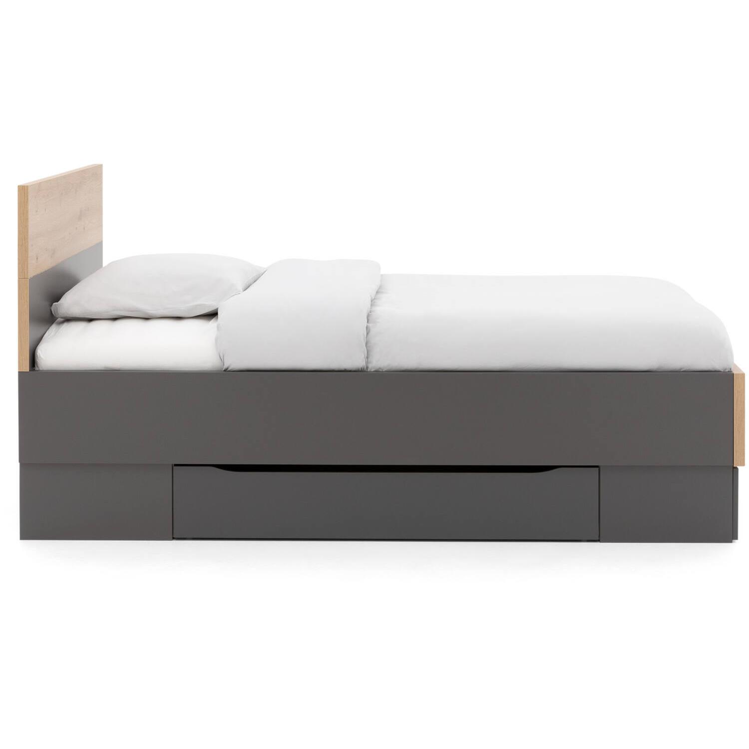 Goossens Bedframe Peder - 120 x 200 - Grafiet met accent eiken artisan