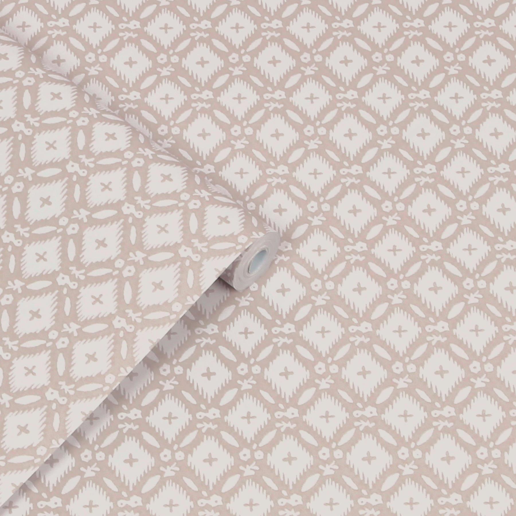 Laura Ashley Whitebrook Behang - Ruit - 10mx52cm - Beige