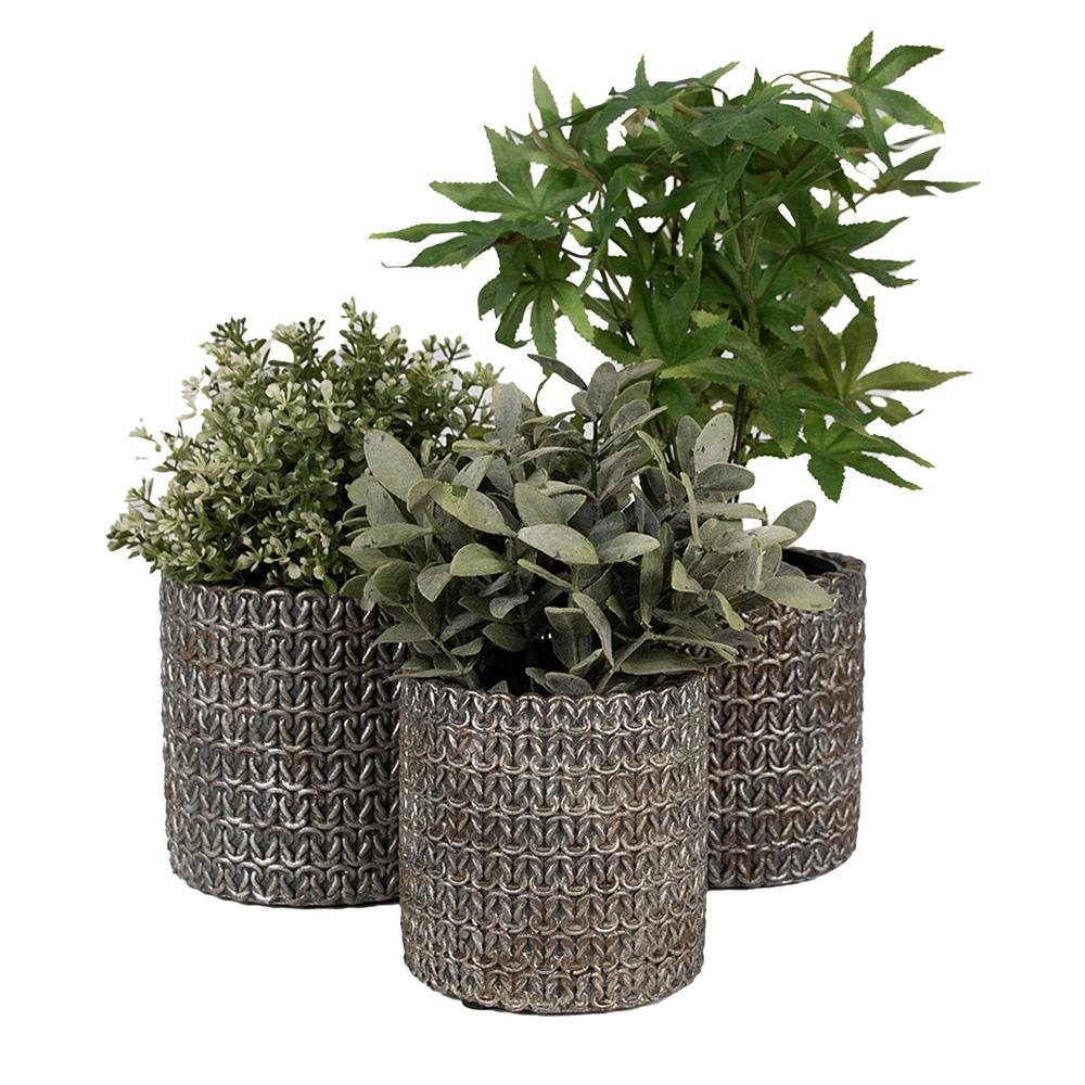 Clayre & Eef Bloempot Binnen  Ø 15x14 cm Grijs Steen Plantenpot