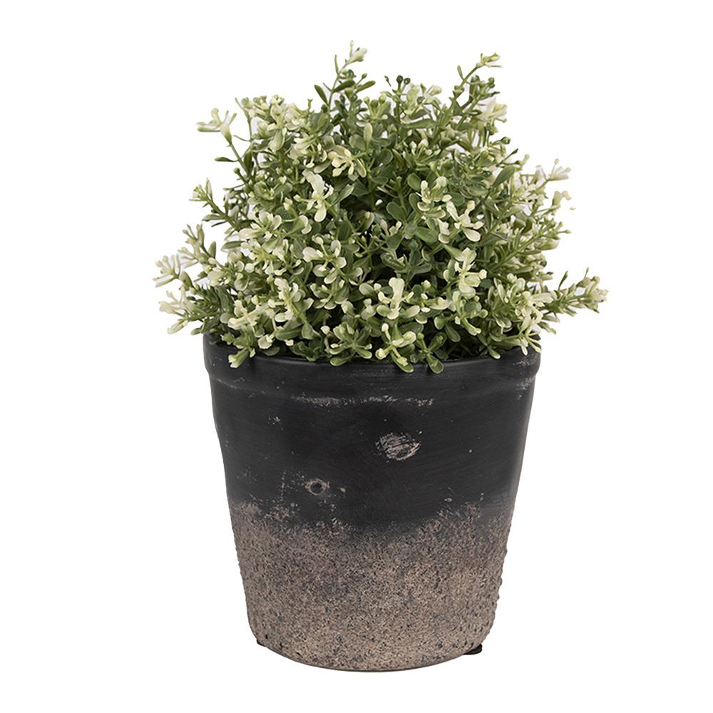 Clayre & Eef Bloempot Binnen  Ø 15x14 cm Zwart Bruin Keramiek