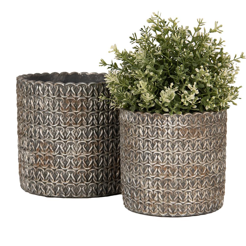 Clayre & Eef Bloempot Binnen  Ø 18x17 cm Grijs Steen Plantenpot