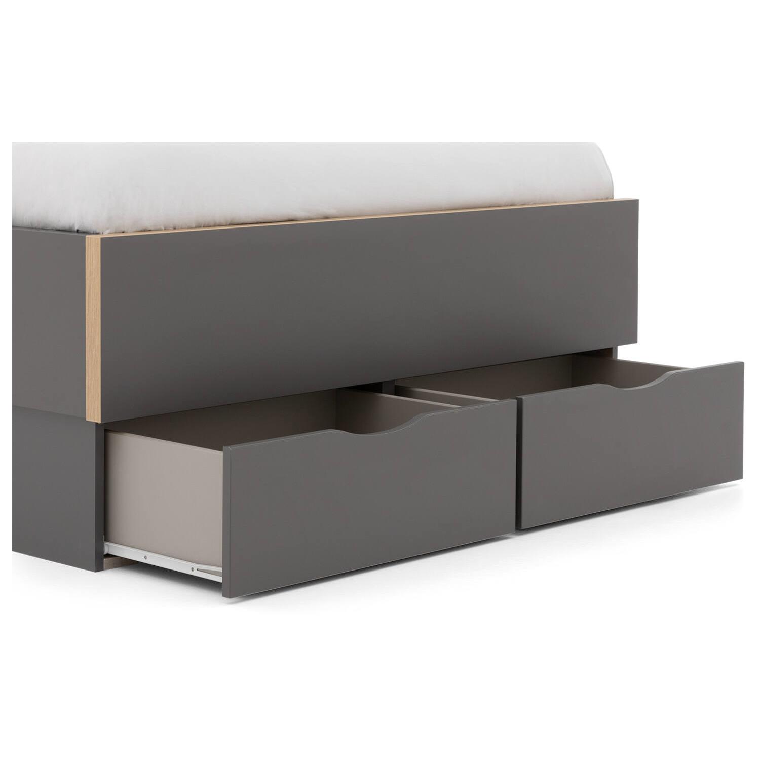 Goossens Bedframe Peder - 120 x 200 - Grafiet met accent eiken artisan